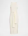 Toccin Piper Sleeveless Tie-front Midi Dress In White