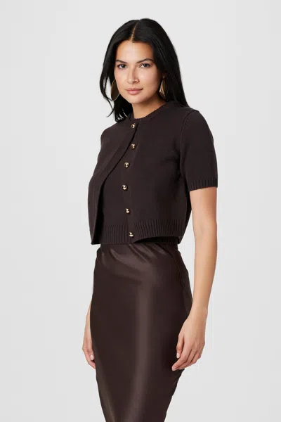 Toccin Pippa Short Sleeve Cardigan In Black