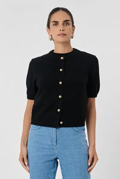 Toccin Pippa Short Sleeve Cardigan In Black