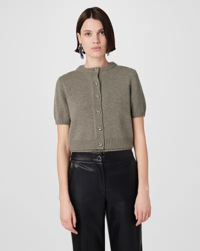 Toccin Pippa Short Sleeve Cardigan In Green