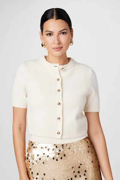 Toccin Pippa Short Sleeve Cardigan In White