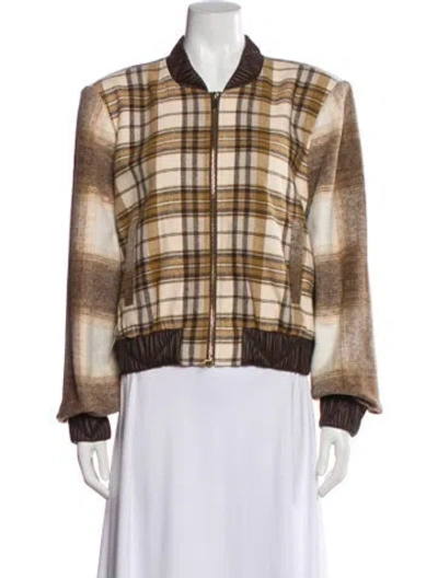 Pre-owned Toccin Plaid Print Bomber Jacket In Neutral