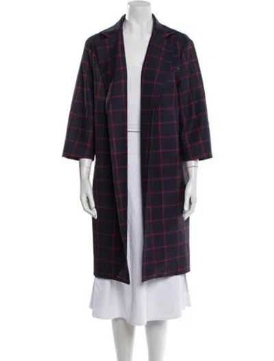 Pre-owned Toccin Plaid Print Coat In Blue