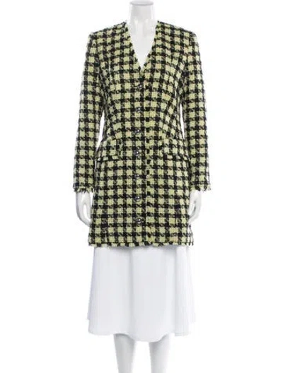Pre-owned Toccin Plaid Print Coat In Green
