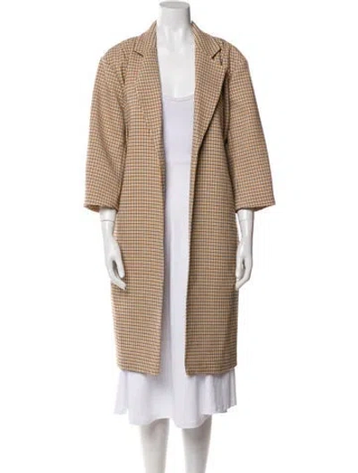 Pre-owned Toccin Plaid Print Coat In Neutral