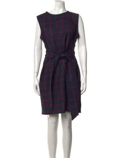 Pre-owned Toccin Plaid Print Knee-length Dress In Blue