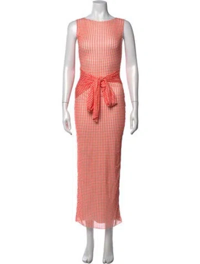 Pre-owned Toccin Plaid Print Long Dress W/ Tags In Pink