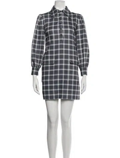 Pre-owned Toccin Plaid Print Mini Dress In Blue/white