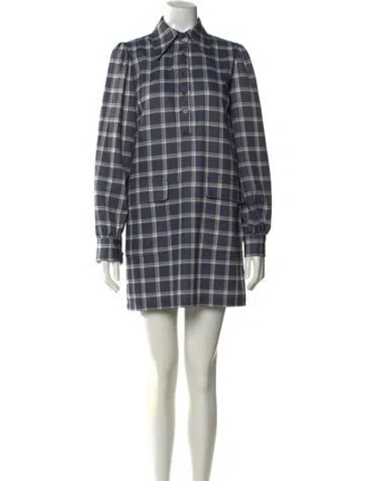 Pre-owned Toccin Plaid Print Mini Dress In Gray