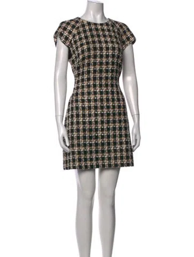 Pre-owned Toccin Plaid Print Mini Dress In Multicolor