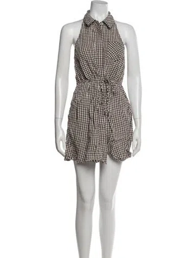 Pre-owned Toccin Plaid Print Mini Dress In Neutrals