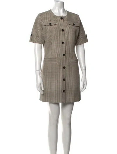 Pre-owned Toccin Plaid Print Mini Dress W/ Tags In Neutral