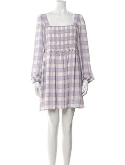 Pre-owned Toccin Plaid Print Mini Dress W/ Tags In Purple