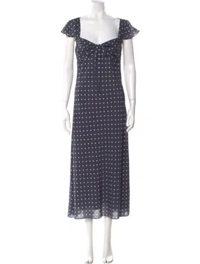 Pre-owned Toccin Polka Dot Print Long Dress In Blue