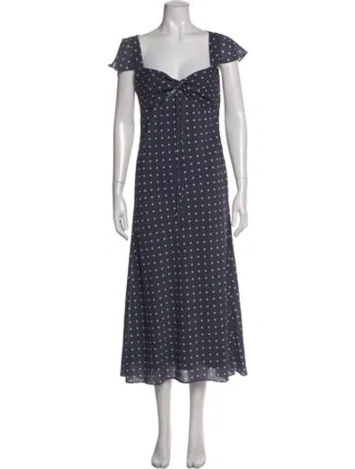 Pre-owned Toccin Polka Dot Print Long Dress In Blue