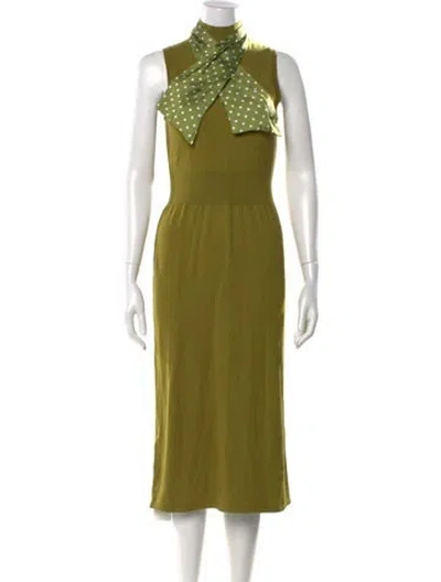 Pre-owned Toccin Polka Dot Print Long Dress In Green