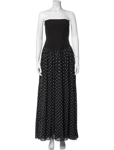 Pre-owned Toccin Polka Dot Print Long Dress W/ Tags In Black