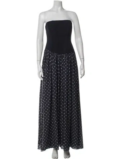 Pre-owned Toccin Polka Dot Print Long Dress W/ Tags In Blue