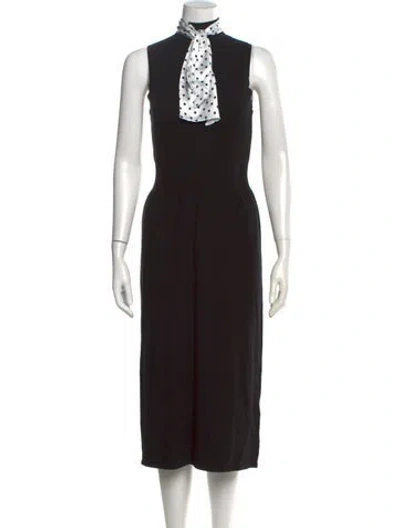 Pre-owned Toccin Polka Dot Print Midi Length Dress In Black