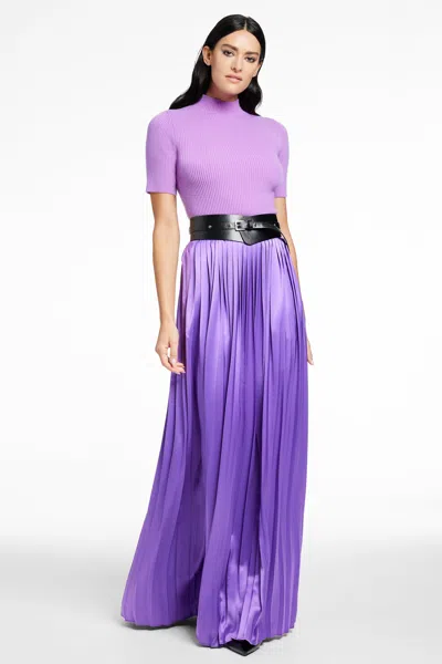 Toccin Pos - Dillon Pleated Midi Skirt In Purple
