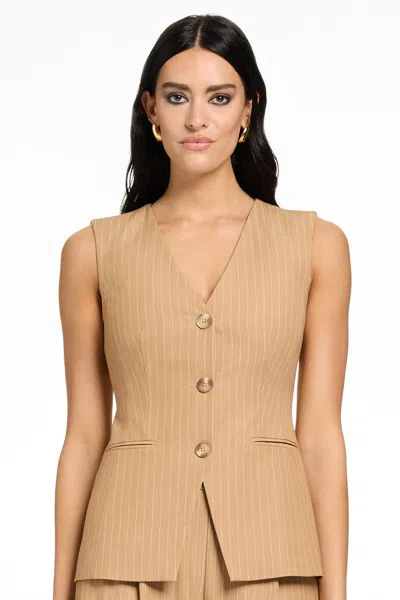 Toccin Pos - Tibbie Three-button Cutaway Vest In Brown