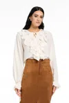 Toccin Pos - Tobi Exaggerated Ruffle Blouse In White
