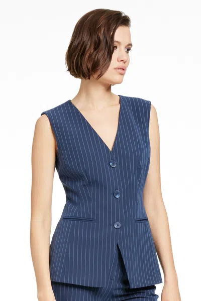 Toccin Pos - Tibbie Three-button Cutaway Vest In Outerspace