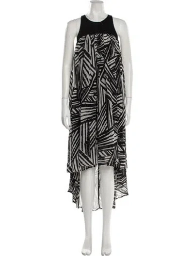 Pre-owned Toccin Printed Long Dress In Black