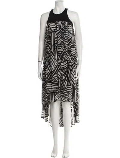 Pre-owned Toccin Printed Long Dress In Black