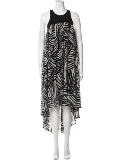 Pre-owned Toccin Printed Long Dress In Black
