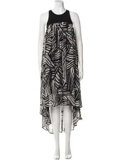 Pre-owned Toccin Printed Long Dress In Black