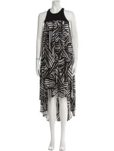 Pre-owned Toccin Printed Long Dress In Black