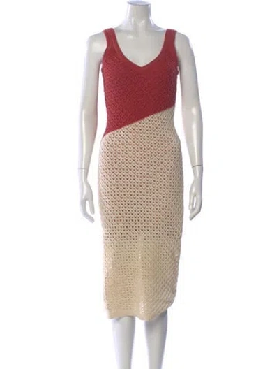 Pre-owned Toccin Printed Midi Length Dress In Neutral