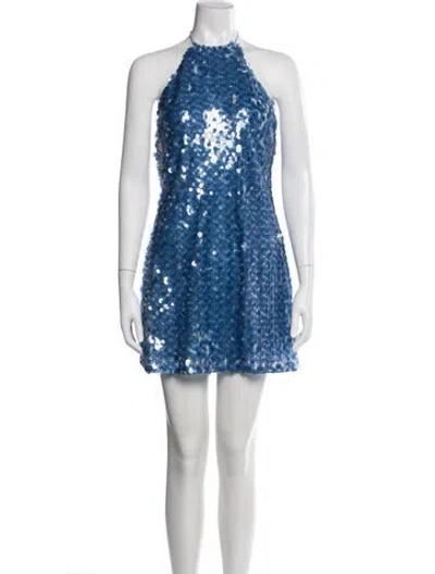 Pre-owned Toccin Printed Mini Dress In Blue