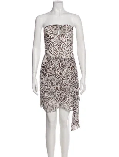 Pre-owned Toccin Printed Mini Dress In Brown