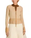 Toccin Priscilla Zip-front Cardigan In French Brown Parchment