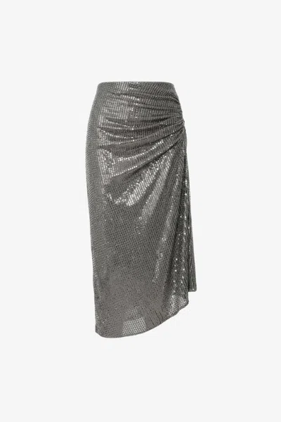 Toccin Raelynn Draped Knee Length Skirt In Gray