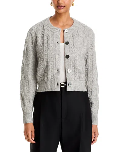 Toccin Rana Cable Knit Cropped Cardigan In Gray