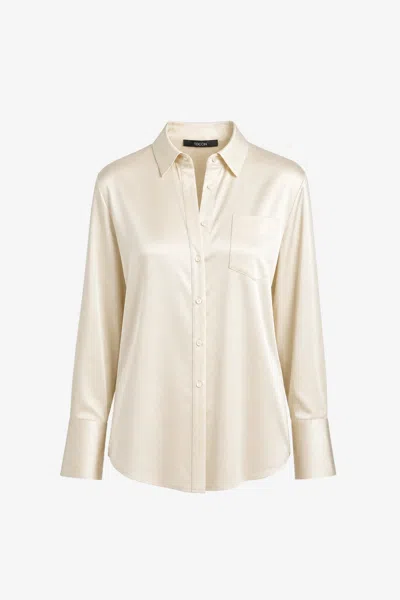 Toccin Riley Collared Boyfriend Button Down In Neutral