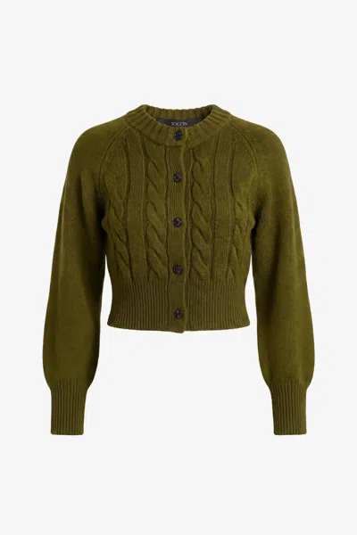 Toccin Rita Cable Knit Cardigan In Green