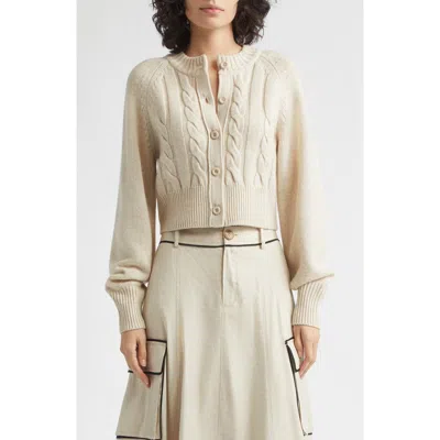 Toccin Rita Cable Knit Cardigan In Brown