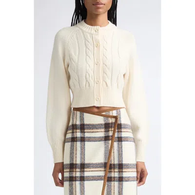 Toccin Rita Cable Knit Cardigan In White