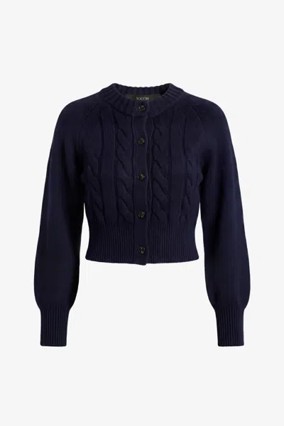 Toccin Rita Cable Knit Cardigan Spring - Pos In Blue