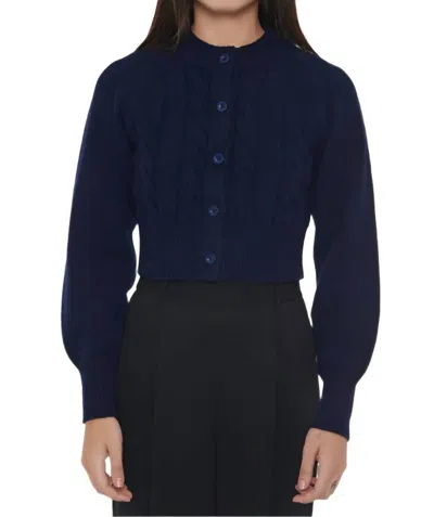 Toccin Rita Cable Knit Cashmere Cardigan In Navy In Blue