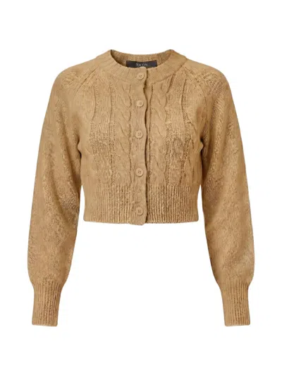 Toccin Rita Cable-knit Cardigan In Brown