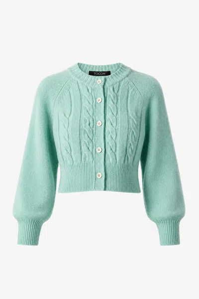 Toccin Rita Cashmere Cardigan In Green