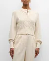 Toccin Rita Cropped Wool And Cashmere Cable-knit Cardigan In Ivory