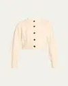 Toccin Rita Cropped Wool And Cashmere Cable-knit Cardigan In Ivory