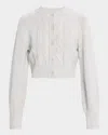 Toccin Rita Cropped Wool And Cashmere Cable-knit Cardigan In Sogry