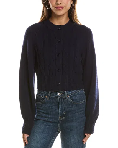 Toccin Rita Cropped Wool & Cashmere-blend Cardigan In Blue